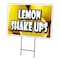 Signmission Lemon Shake Ups Yard Sign & Stake outdoor plastic coroplast window, C-1216 Lemon Shake Ups C-1216 Lemon Shake Ups - alternate 1